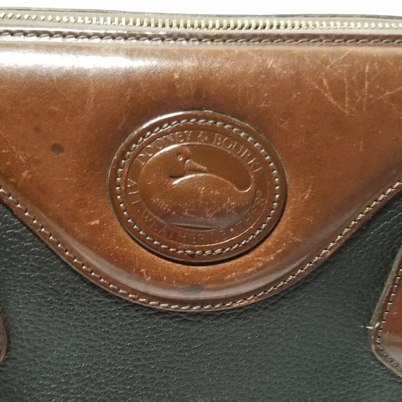 Dooney & Bourke Black & Burnt Cedar Leather Satchel - Vintage - Picture 2 of 16